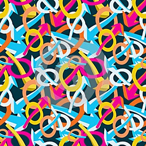 Colored abstract seamless pattern in graffiti style quality vector illustration for your design