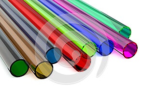 Colored acrylic plastic tubes