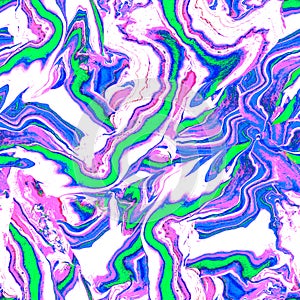Colored acrylic pouring Fluid Art seamless pattern in blue pink halftones.