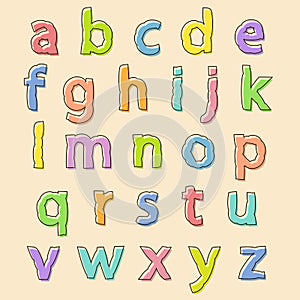 Colored alphabet letters with bloated outline photo