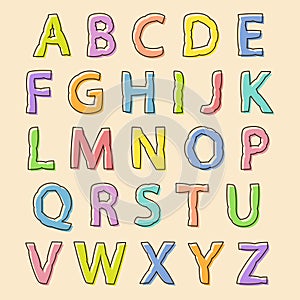 Colored alphabet letters with bloated outline photo