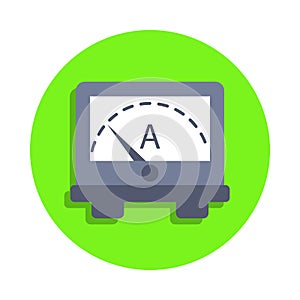 colored ammeter in green badge icon. Element of science and laboratory for mobile concept and web apps. Detailed ammeter icon