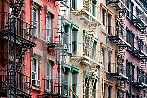 Colored Apartment Buildings in New York City