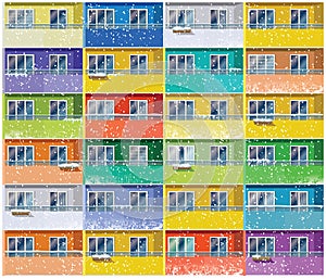 Colored apartments in winter