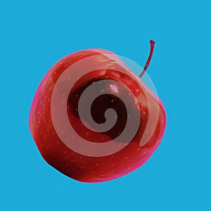 Colored apple on blue background