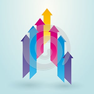 Colored arrow pointing upwards