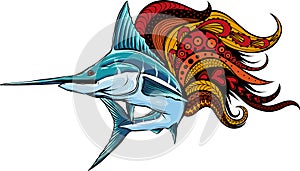 colored atlantic swordfish marlin vector illustration design