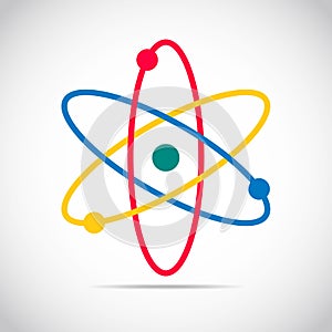 Colored atom icon. Vector illustration.