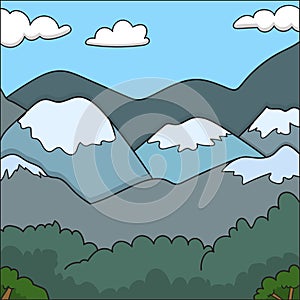 Colored background. forest and mountains
