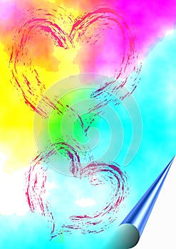 Colored background with hearts