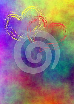 Colored background with hearts