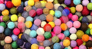 Background of many little balls made with wool