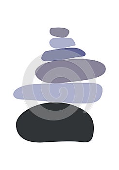 Colored balance pebble stone zen silhouette. Minimalistic stack rock design poster