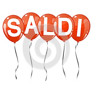 colored balloons with text SALDI