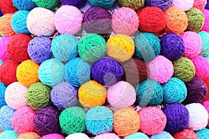 Colored balls of yarn thread