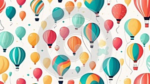 Colored baloons fly in the blue sky