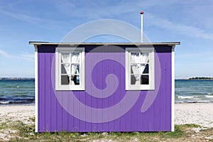 Colored beach hut in Aeroskobing, Aero island