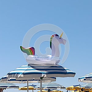 Colored beach umbrella photo