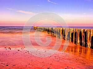 Colored beach in WarnemÃ¼nde Germany