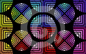 Colored beautiful geometric patterns on a black background