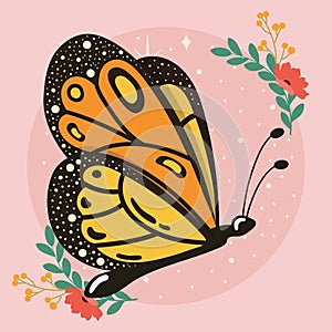 Colored beauty butterfly Cute insect Vector