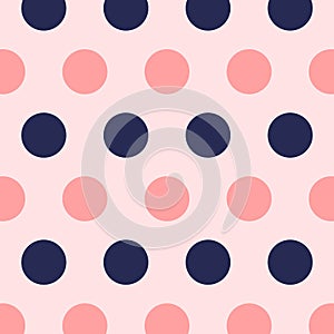 Colored big dots wallpaper. Circles image. Polka dot motif.Vector ornament. Circular figures backdrop. Rounds background