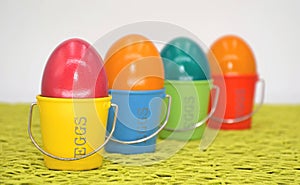 Colored bird eggs scenery