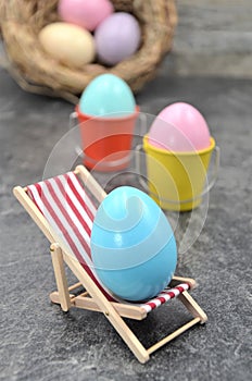 Colored bird eggs scenery