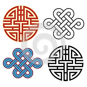 Colored and black Celtic symbols. Swastika, ancient symbol of good.