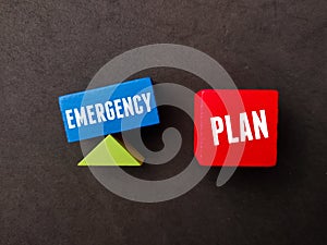 Colored block with text EMERGENCY PLAN