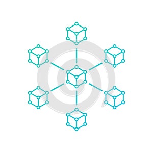 Colored blockchain line icon. Cryptocurrency data. Vector.
