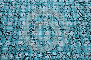 Colored blue white striped texture from old plastic