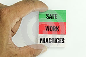 colored boards with the words safe work practices