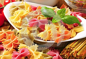 Colored bow tie pasta