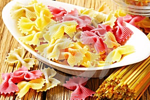 Colored bow tie pasta