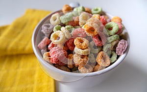 Colored Breakfast Cereal Bowl Close up