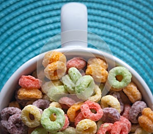 Colored Breakfast Cereal Bowl Super Close up