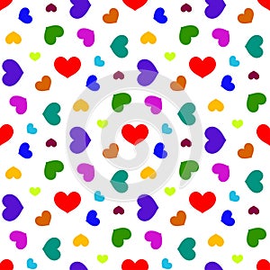 Colored bright hearts love seamless background pattern