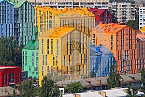 Colored buildings in Kiev. Comfort Town. Kyiv Ukraine