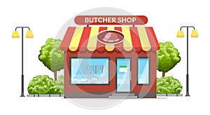 Colored butcher shop