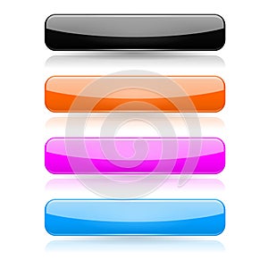 Colored buttons. 3d glass menu icons. Vector illustration isolated on white background