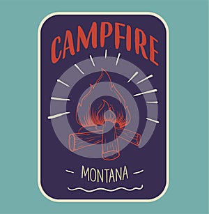Colored campfire logo.