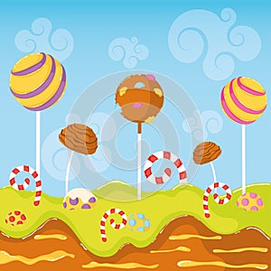 Colored candy land landscape Sweet place Vector