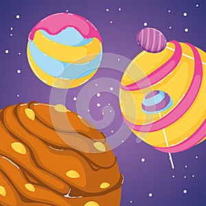 Colored candy land Sweet abstract space Vector