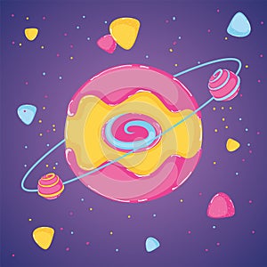Colored candy land Sweet abstract space Vector
