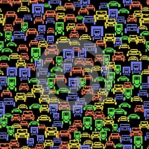 Colored Car Silhouette Seamless Pattern