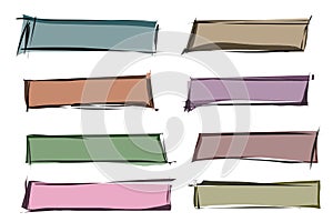 Colored cartoon banners isolated over white.