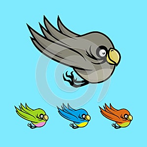 Colored cartoon birds