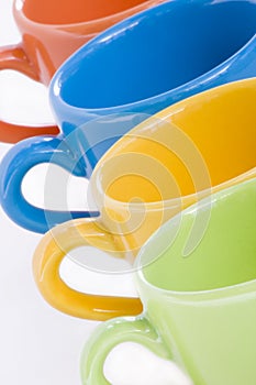 Colored ceramic mugs