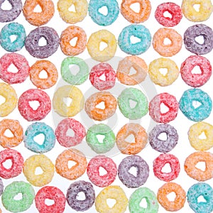 Colored cereal loops, texture